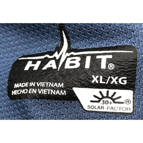 Fishing Shirt Habit UPF 30+ Short Sleeve Button Front XL Polyester Vented Blue - Picture 3 of 5